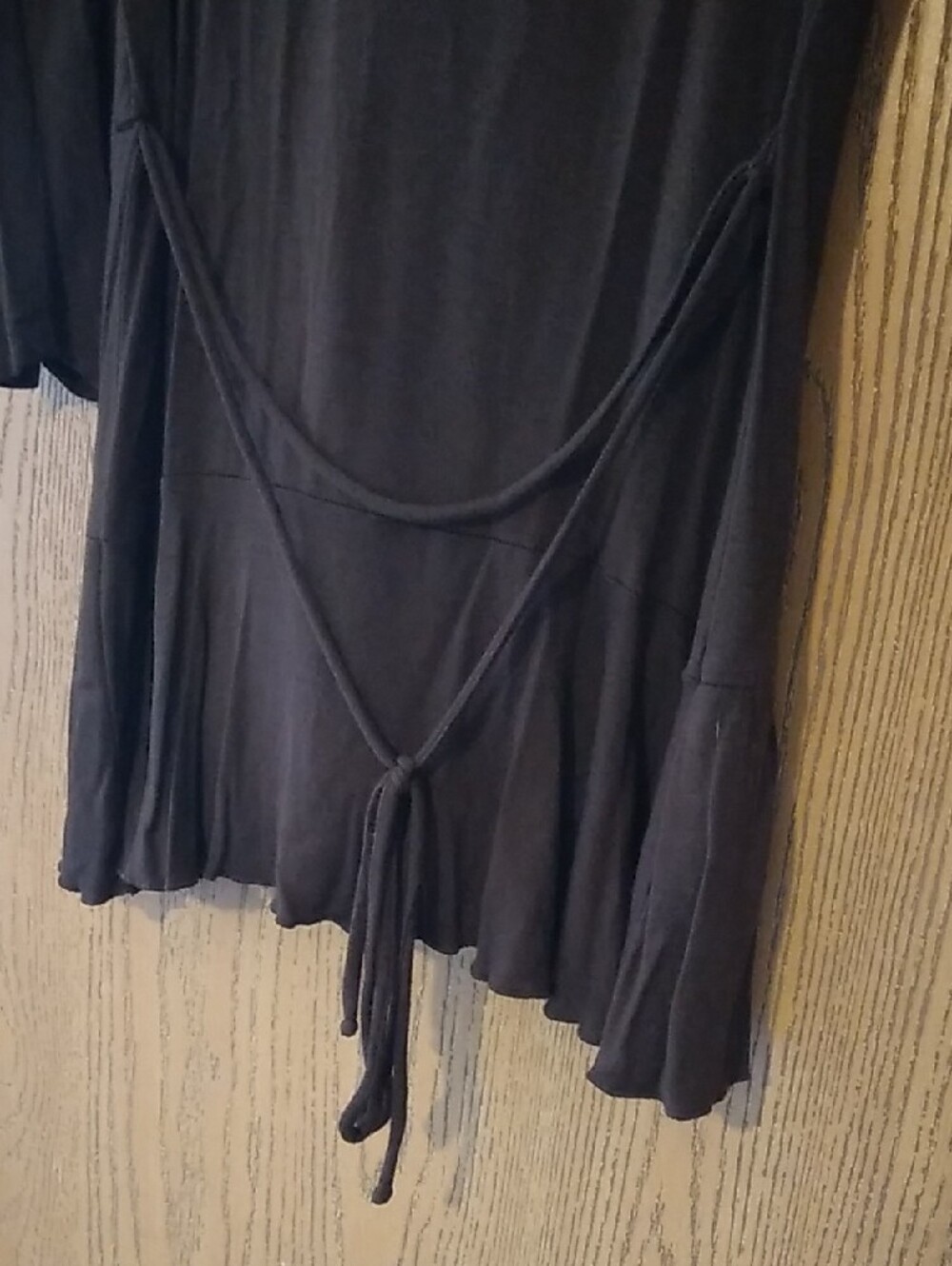 Wrapper Y2K Brown Ruffle-Trim Open Cardigan with White Lace Inset - Picture 4 of 8